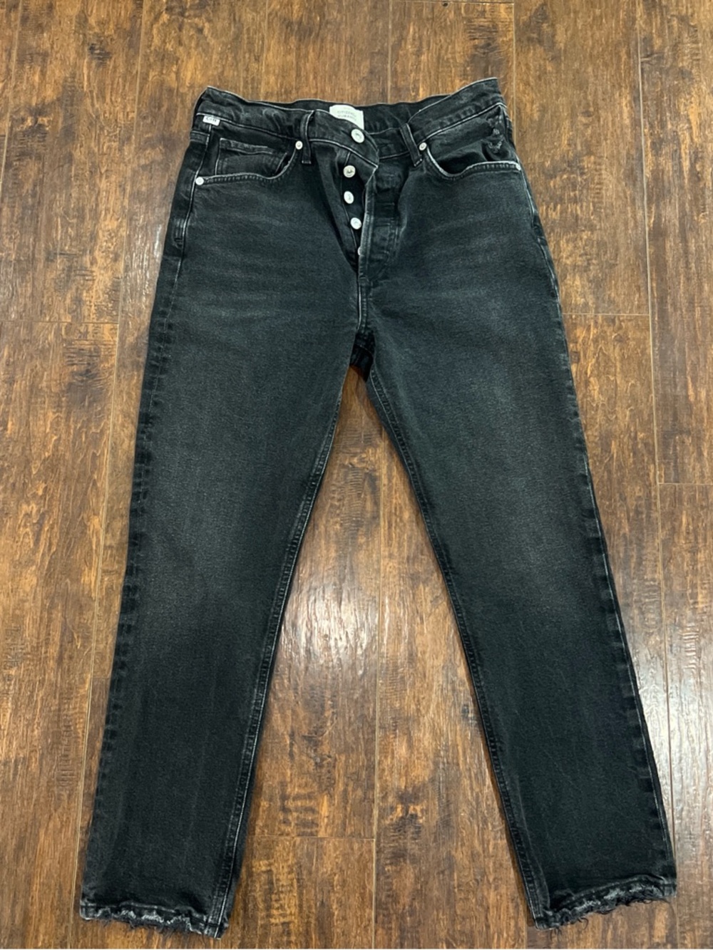 Citizens Of Humanity Black Slim Straight Jeans with Button-Fly
